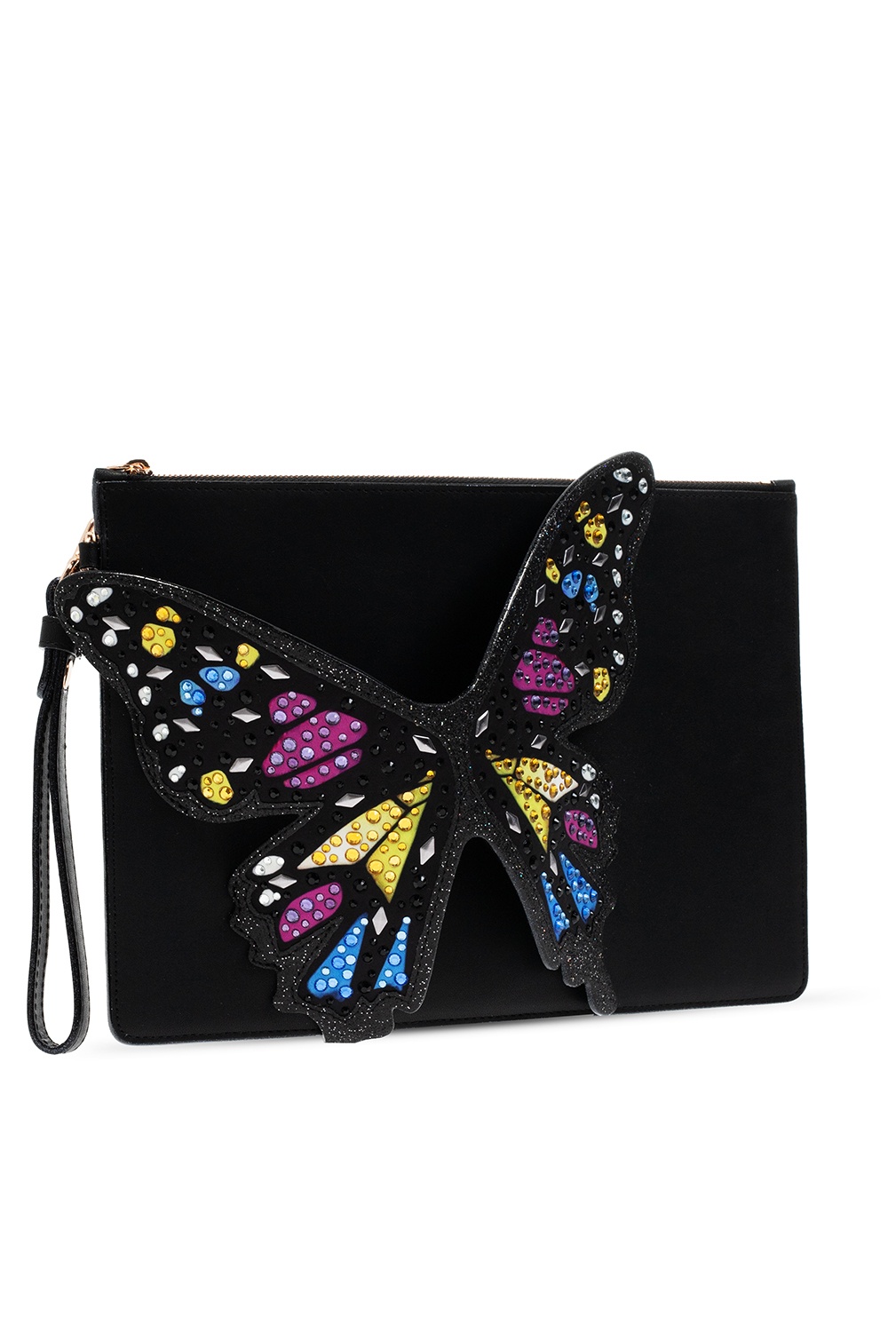 SchaferandweinerShops Germany the editor tote Black Flossy clutch with butterfly wing motif Sophia Webster